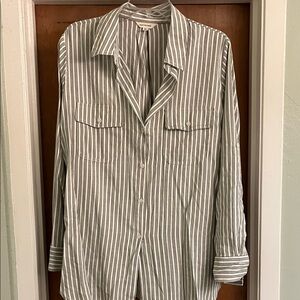 Max Studio Gray Striped Button Down Shirt